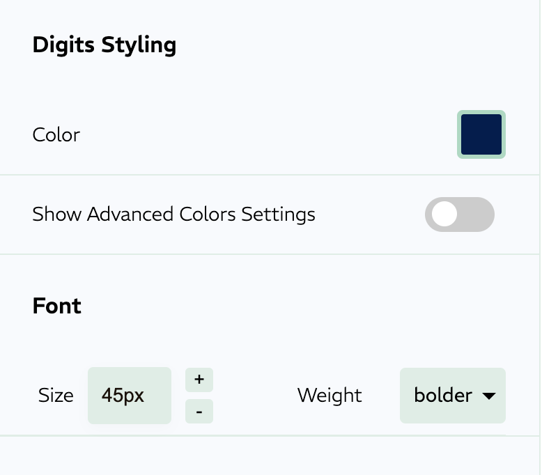 Customize countdown digits